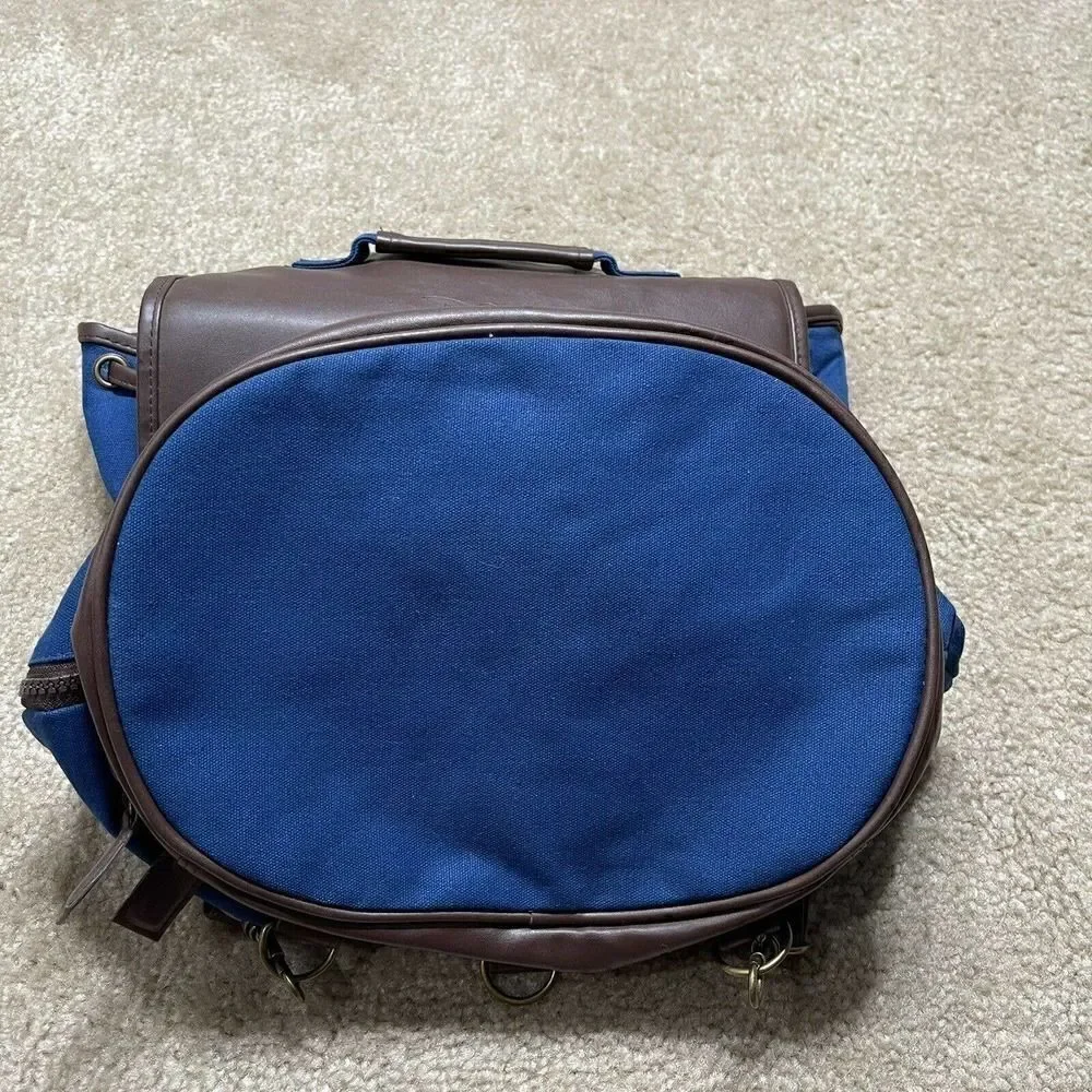 Disney Vacation Club Member Faux Leather Backpack Canvas Tote Bag Blue Brown